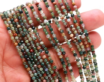 AAA+ Natural Indian Agate  Microcut Faceted Beads,3.10-3.20 MM Agate Tiny Rondelle Beads,13"Agate Gemstone Beads For Handmade Jewelry