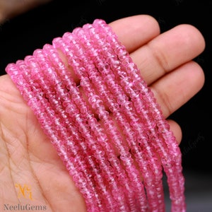 AAA+ Natural Pink Topaz Faceted Rondelle Shape Gemstone Beads,Pink Topaz Rondelle Beads,4.00-5.00 MM Pink Topaz Beads For Handmade Jewelry