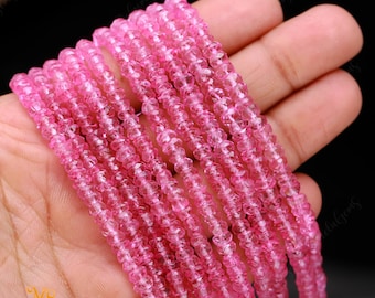 AAA+ Natural Pink Topaz Faceted Rondelle Shape Gemstone Beads,Pink Topaz Rondelle Beads,4.00-5.00 MM Pink Topaz Beads For Handmade Jewelry