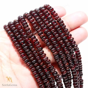AAA+ Quality Mozambique Garnet Smooth Rondelle Shape Gemstone Beads,Natural Garnet Plain Beads,5-6 MM Red Garnet Beads For Handmade Jewelry