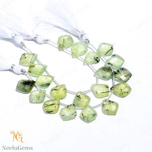 AAA+ Natural Green Prehnite Faceted Heart Shape Gemstone Beads,Prehnite Side Drill Fancy Briolette Beads,Prehnite Beads For Handmade Jewelry