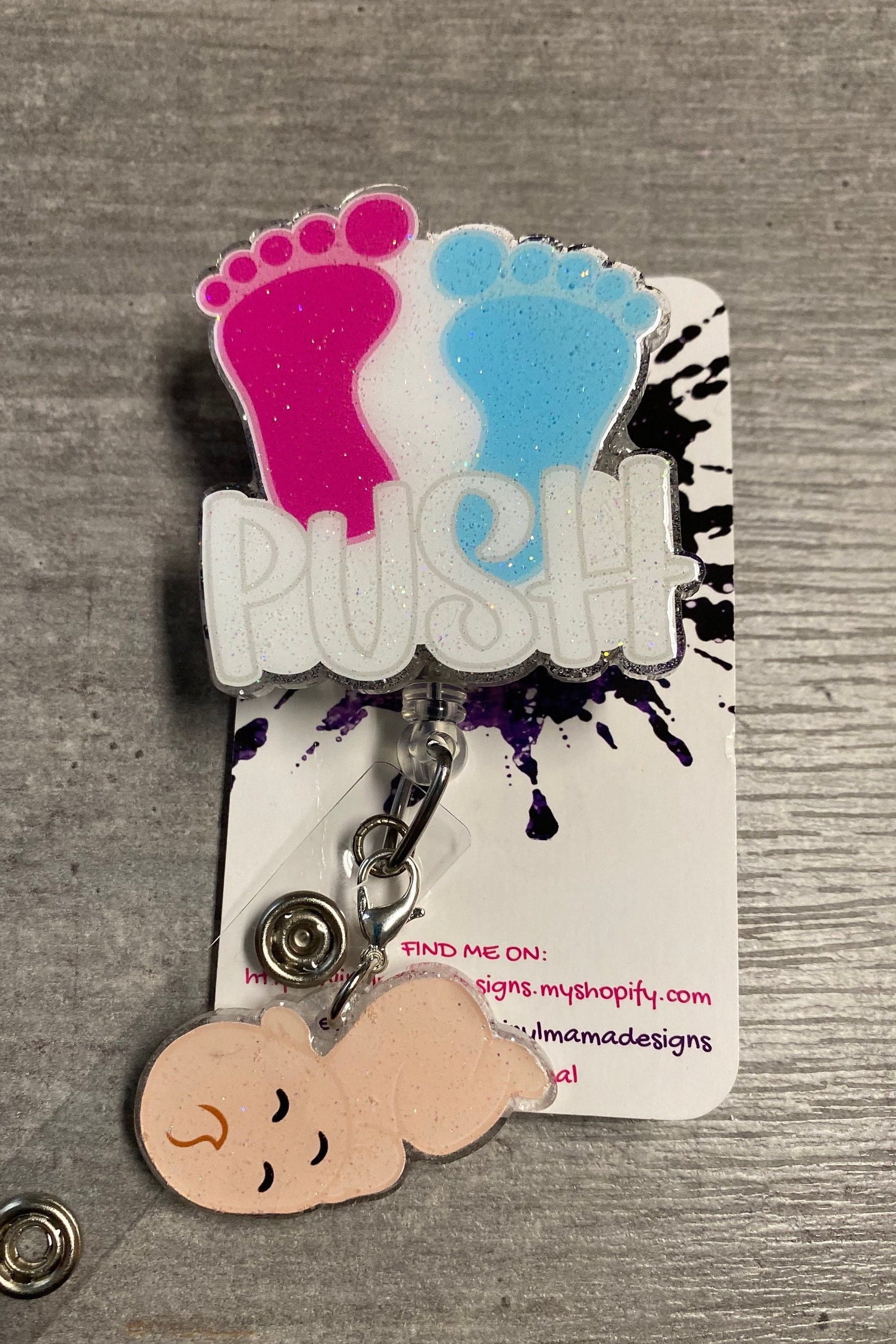 Baby Feet Push and Newborn, OB, Maternity Nurse, Tiny Toes Badge Reel,  Cute, Adorable Badge Reel 