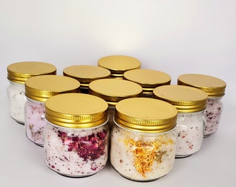 8oz (10) Bath Salt Glass Mason Jars with Gold Screw Lid | Wholesale Bath Salt