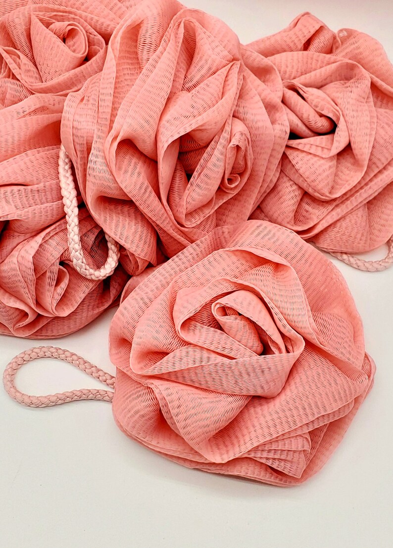 Rose Shaped Shower Loofah Pink Loofah Shower Accessories Etsy