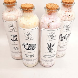 1 Pound Bath Salt in Glass Bottle with Cork Top