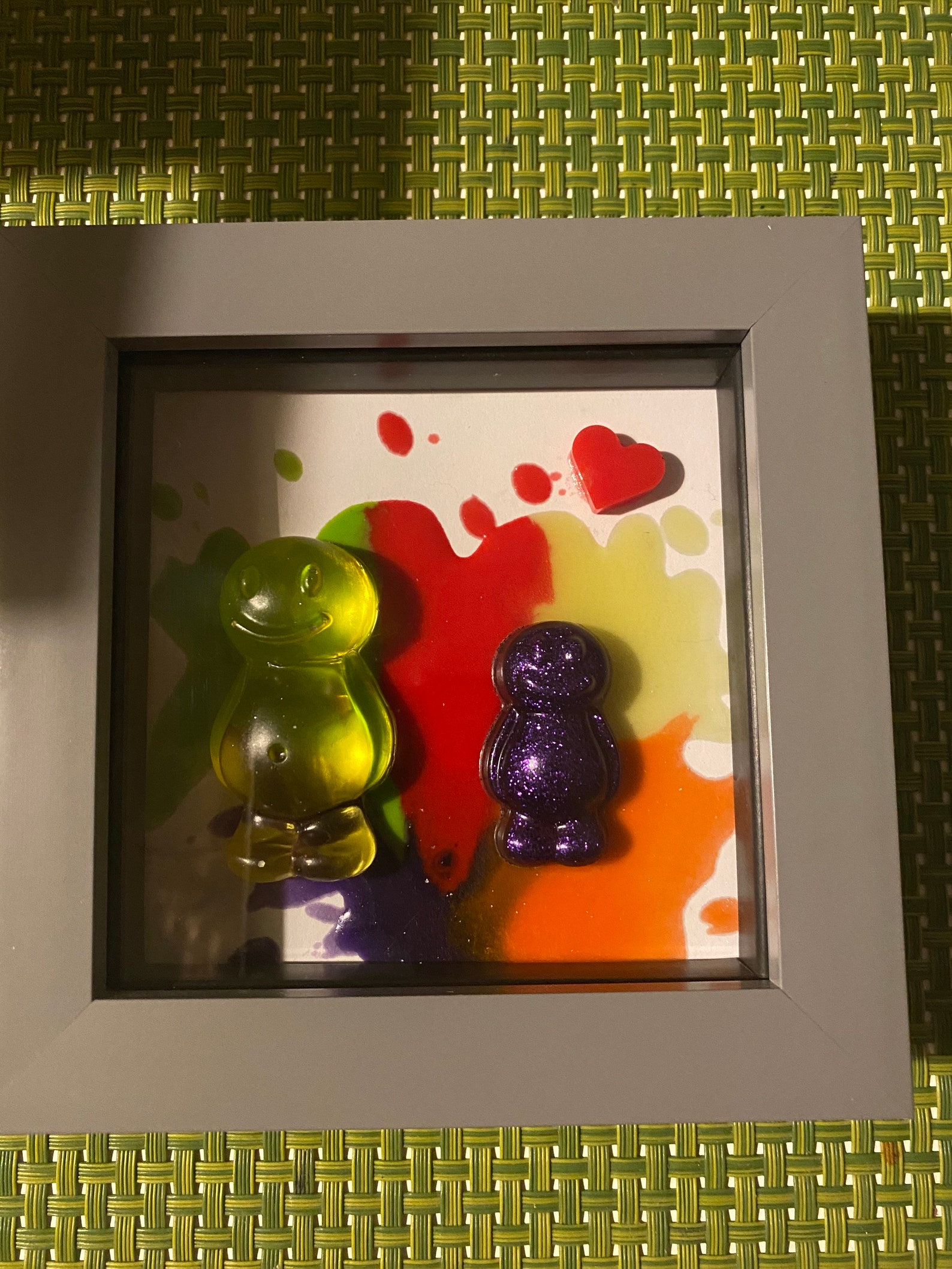 Jelly baby resin framed wall art. Handmade. Etsy