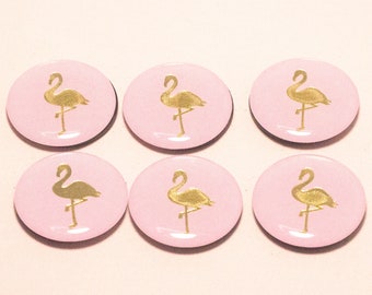 Pink and gold flamingo magnet set for fridge, locker, or office