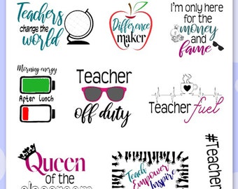 Teacher Life planner stickers // back to school sticker set sheet // bullet journal stickers // bujo stickers