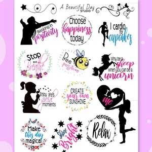 Inspirational planner stickers // sticker set sheet // motivation stickers // happy stickers // phases and sayings stickers