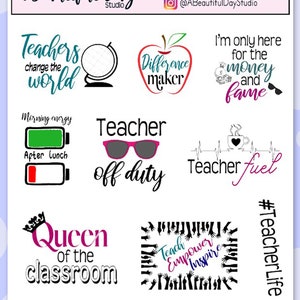 Teacher Life planner stickers // back to school sticker set sheet // bullet journal stickers // bujo stickers
