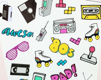 80s retro planner stickers // eighties decor stickers