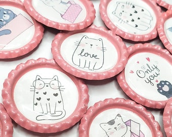 Kitty cat magnet gift set // refrigerator magnets // cat lover gift