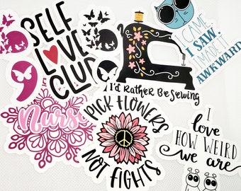 Vinyl Sticker Collection for Laptop Computer, Water Bottle, Planner, Notebook, etc