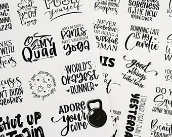Gym Life 2 exercise planner stickers // workout sticker set sheet // bullet journal stickers // bujo stickers