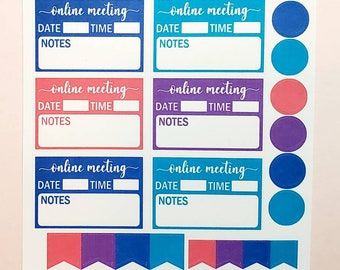 Online meeting reminder planner stickers