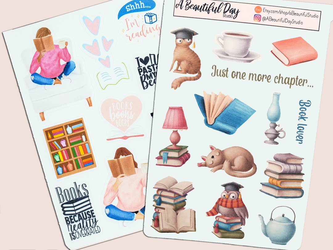 Book Reading Lover Planner Bujo Stickers // Bookworm Gift Stickers ...