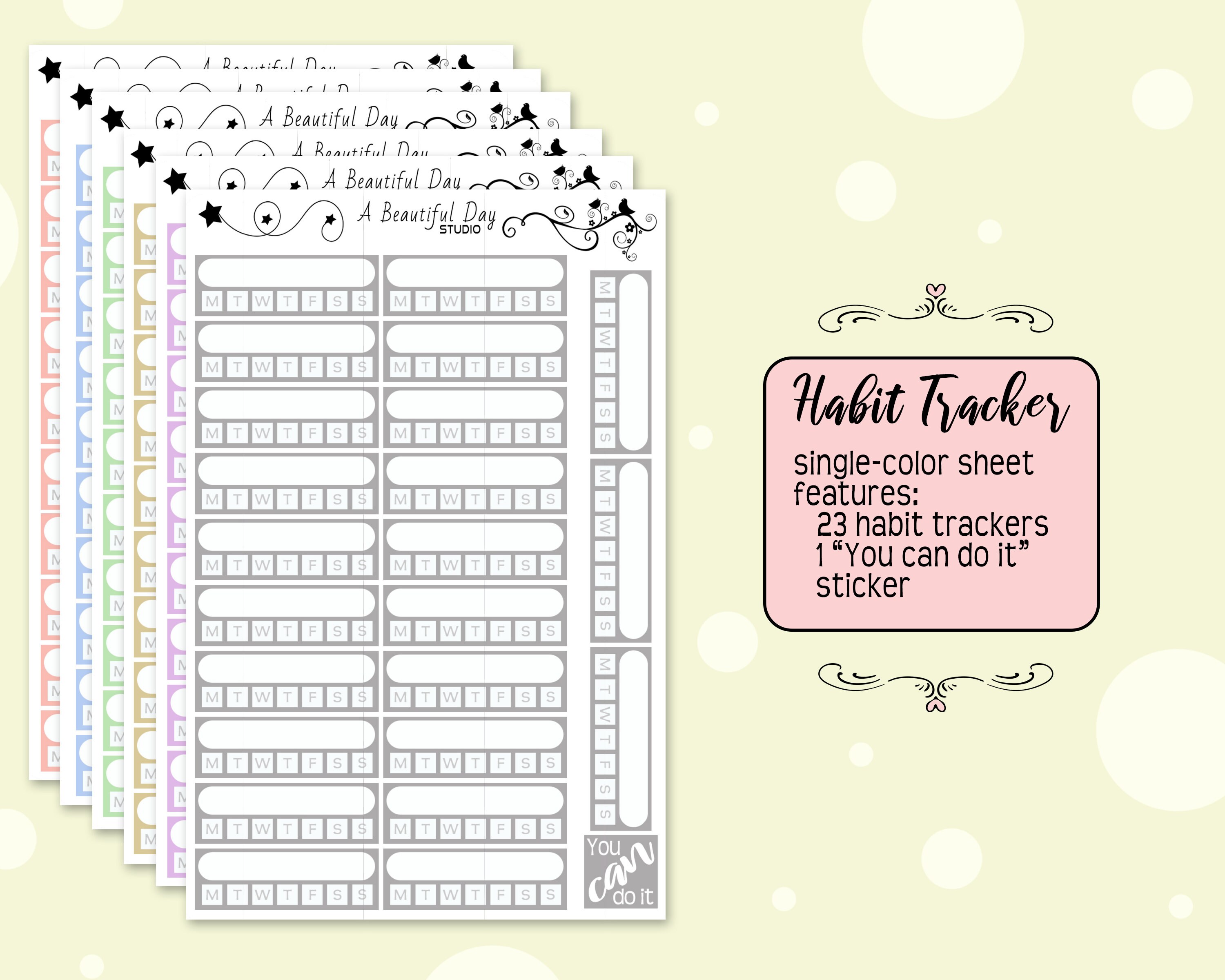 Planner Habit Tracker Stickers // Fitness Exercise Tracker // Bullet ...