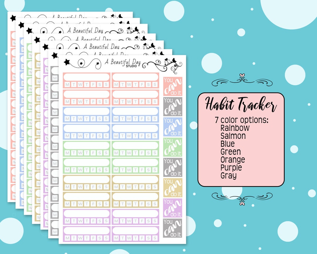 Planner Habit Tracker Stickers // Fitness Exercise Tracker // Bullet ...