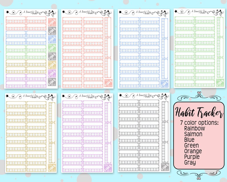 Planner Habit Tracker Stickers // Fitness Exercise Tracker // Bullet ...