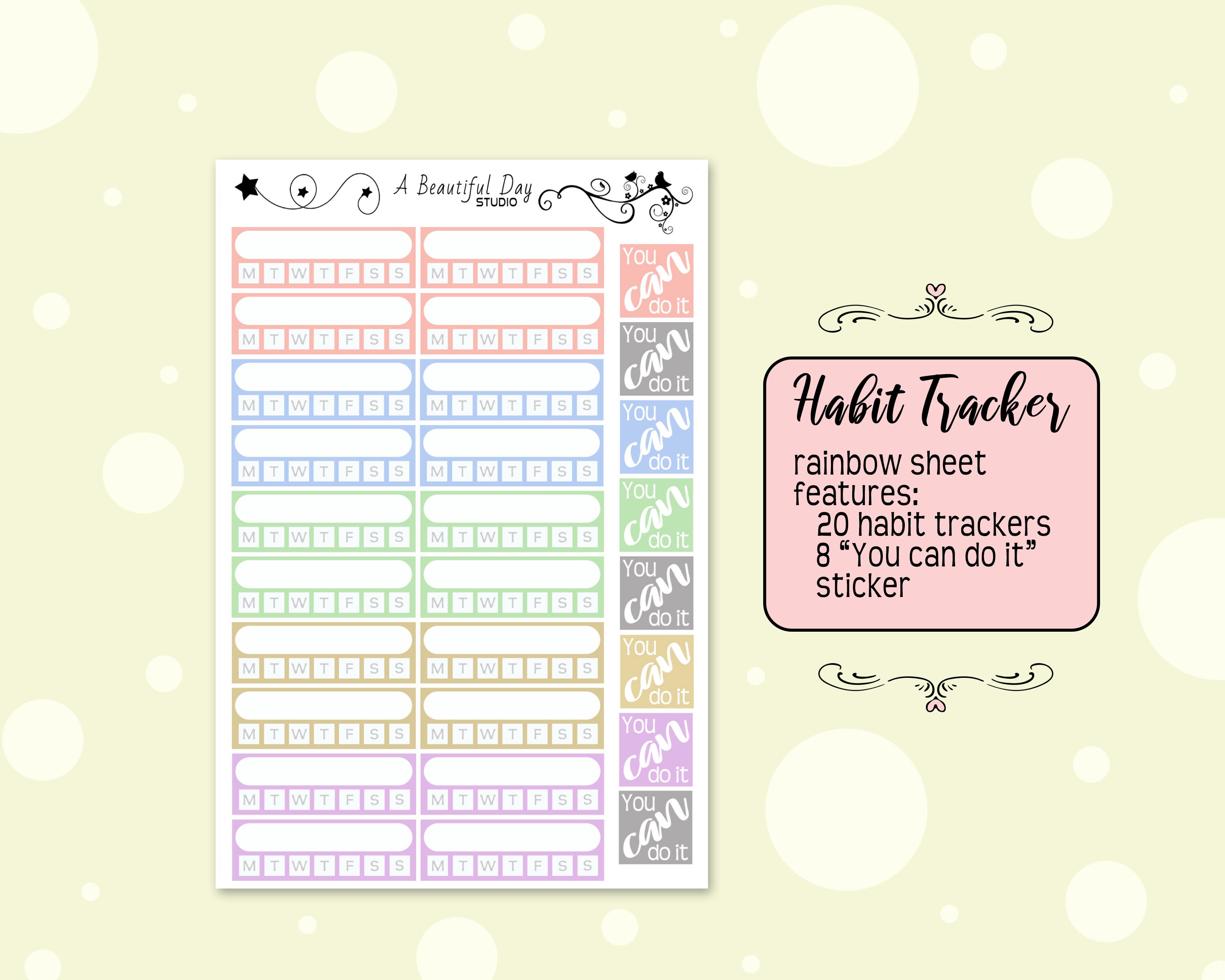 Planner Habit Tracker Stickers // Fitness Exercise Tracker // Bullet ...