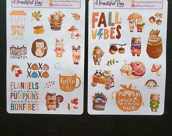 Fall autumn planner stickers - set 2 // sticker set sheet // bullet journal stickers // bujo stickers
