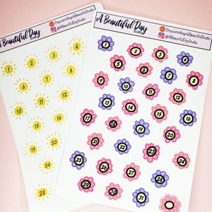 Date stickers for planner, journal, and bullet journal // bujo date stickers