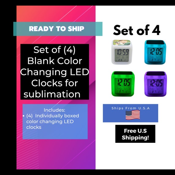 Sublimation Color Changing LED Clock - Blank Set of 4