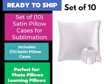Taies d'oreiller à sublimation - Blanc satiné (Ensemble de 10)