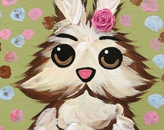 Brown Bunny with Polka Dots Painting.