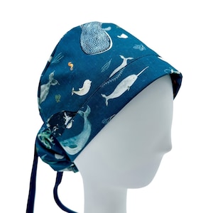 Oceans Ponytail Scrub Cap  | Premium Fabric | Adjustable Hair Pouch | Scrub Caps For Women | Surgical Cap | Gift For Nurses
