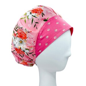 Cora Floral Bouffant Scrub Cap, Adjustable Scrub Hat, Women’s Surgical Cap, Floral Scrub Cap