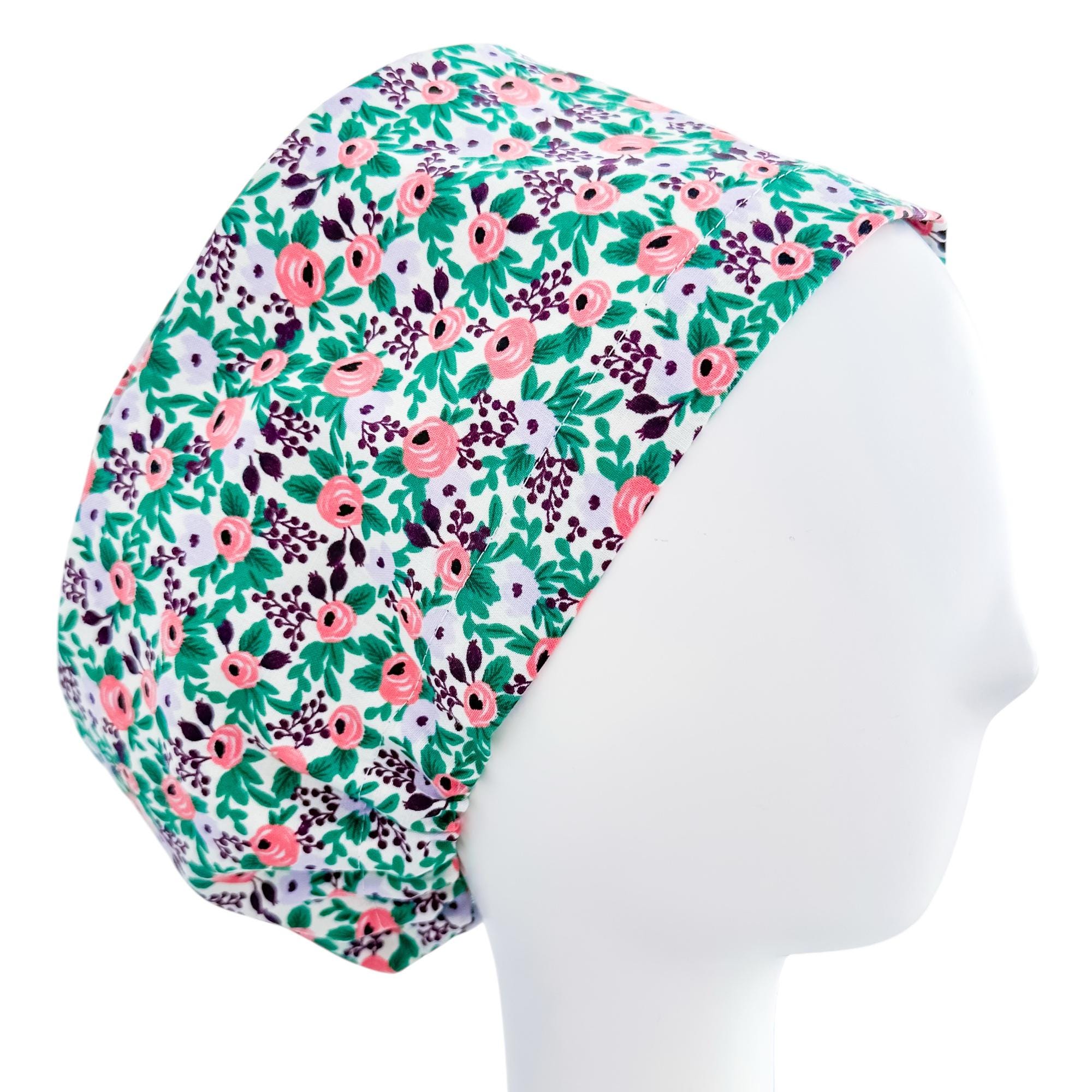 Orchard Rose Lavender Euro Scrub Cap by Rifle Paper Co | Floral Scrub Hat | Women's Surgical Cap