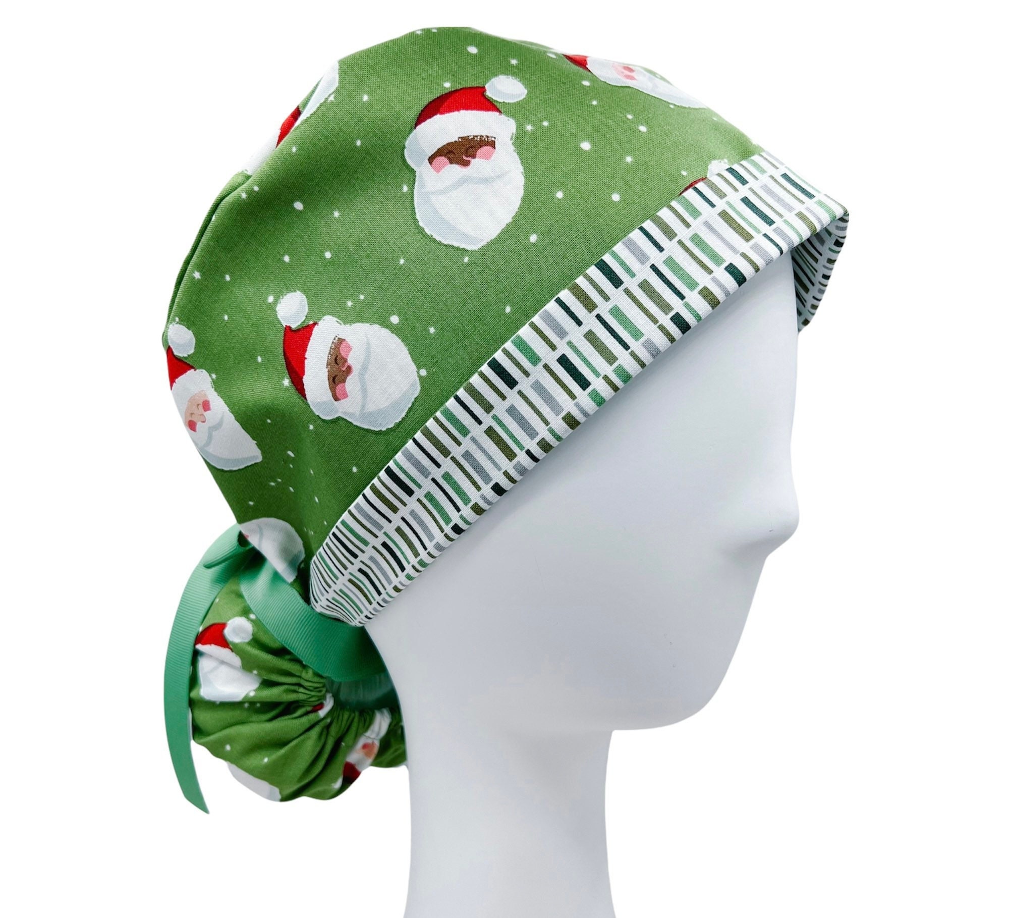 Santa Scrub Hat Christmas Ponytail Surgical Cap