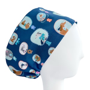 Euro Scrub Cap | Dog Print Surgical Hat | Adjustable Toggle | Bubbly Pups Medical Cap