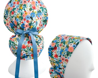 Rifle Paper Co Floral Ponytail Scrub Cap - Garden Party Design