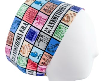In My Anesthesia Era Euro Scrub Cap, Custom Print Lightweight Cotton Surgical Hat with Adjustable Toggle & Satin Lining Option