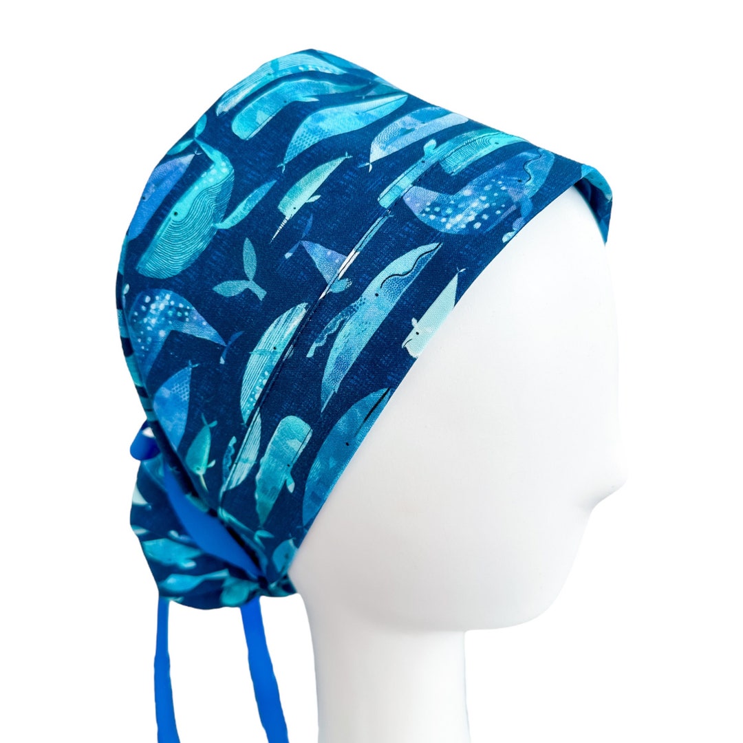 Whales Ponytail Scrub Cap Scrub Caps for Women Ocean Scrub Etsy
