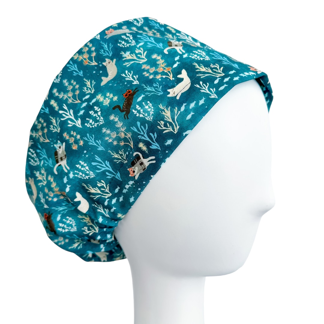 Euro Scrub Cap Snorkel Cats Oceans Scrub Cap Scrub Caps for Women