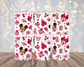 Disney Castle Mickey and Minnie Mouse Tumbler | 20 oz straight tumbler wrap PNG | Valentine's Day wrap