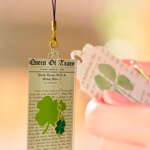 Queen Of Tears Inspired Four Leaf Lucky Clover Keychain ; Phone Charm