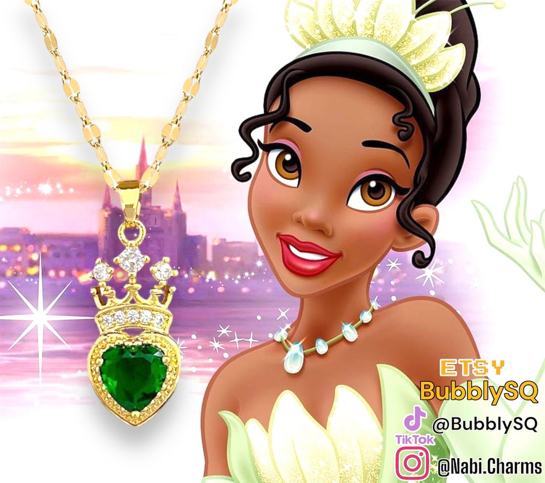 Princess Tiana Necklace Crown Heart Necklace Disney Etsy