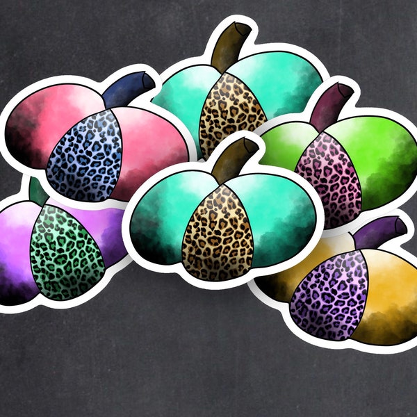 Hand-Drawn Glossy Multicolored Pumpkin Stickers for Your Laptop, Bullet Journal, Planner