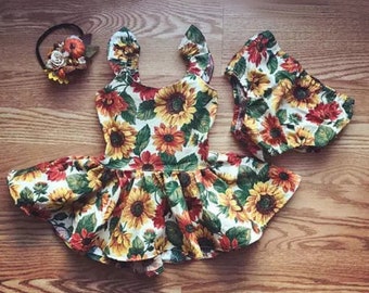 sunflower newborn dress