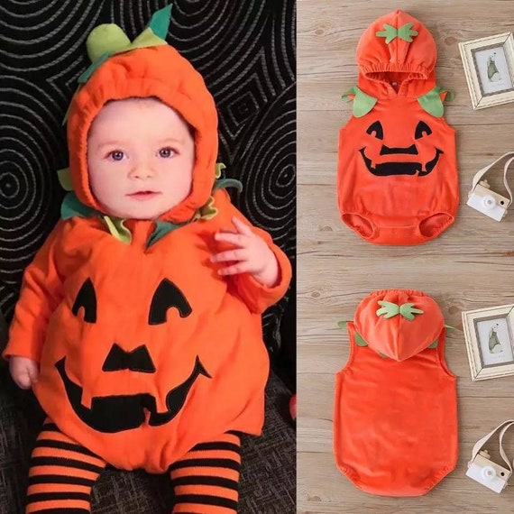 Baby Halloween Pumpkin Onesie / Kids Halloween Outfit / | Etsy