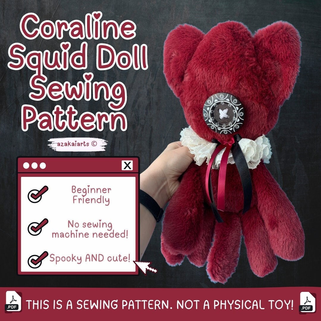 Coraline Inspired Squid Sewing Pattern Plush Sewing Pattern Etsy