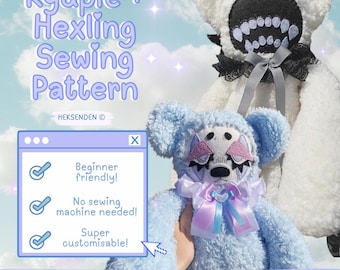 EASY SEWING PATTERN - Kyupie Hexlings kawaii unique handmade plush doll stuffed toy cute creepy easy beginner craft gift christmas birthday