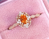 Citrine engagement ring Vintage ring Oval shaped ring Moissanite ring Diamond engagement ring Rose gold ring Promise ring Anniversary ring