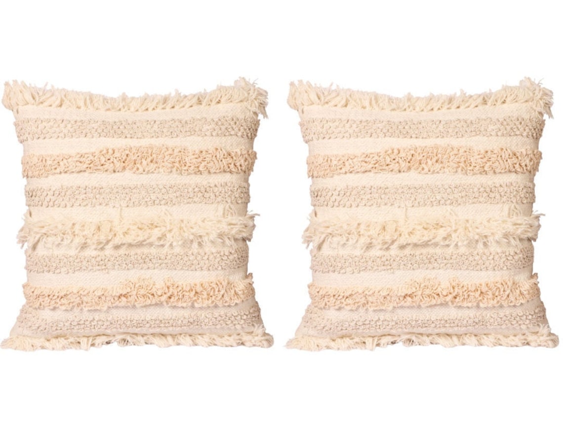 Boho Throw Pillow Cover Natural and Beige Textured Pillow Etsy