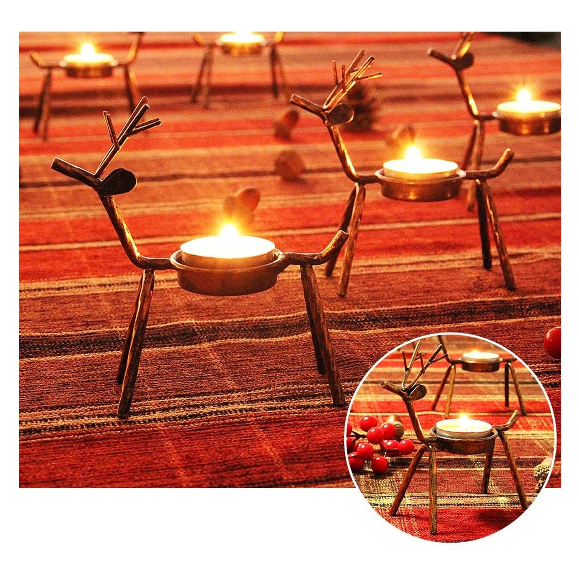 6 PacK Metal Reindeer Tea Light Candle Holders Christmas  Etsy