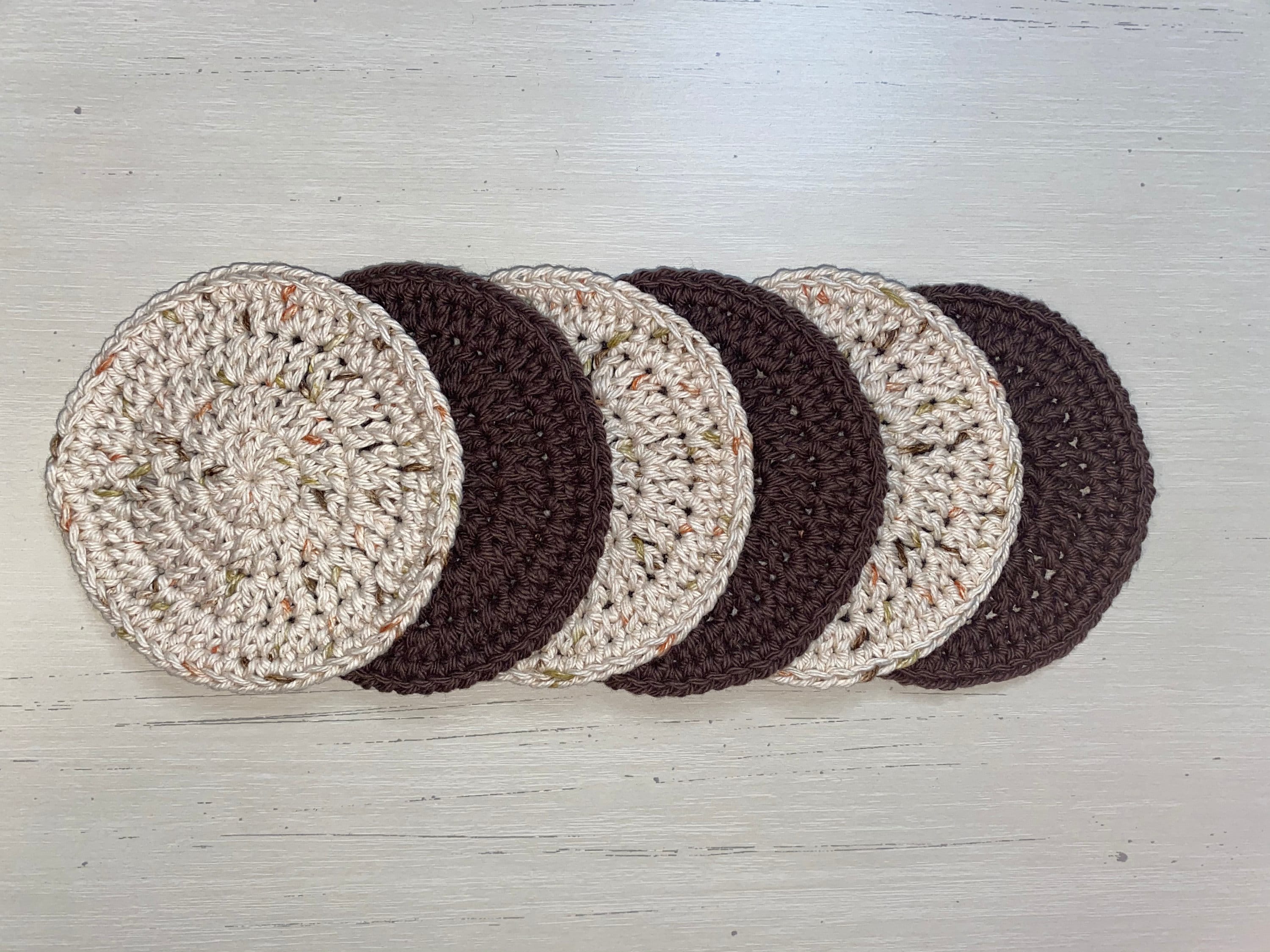 Set of 4 or 6 Crochet Coasters in Brown and Ombre Coasters Etsy